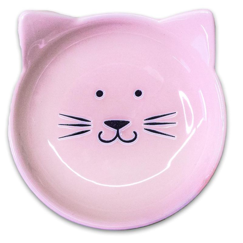 Блюдце керамическое Мордочка кошки, 80 мл розовое