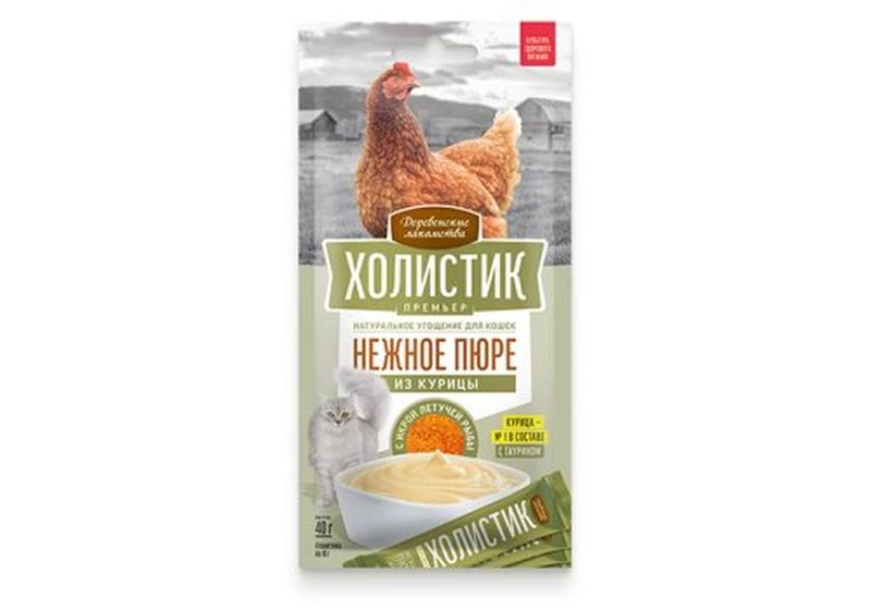 Холистик Премьер для кошек Нежное пюре с икрой летуч. рыбы 4х10г со вкусом говядины