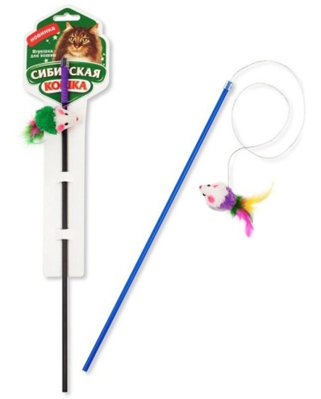Дразнилка-удочка мышь плюшевая