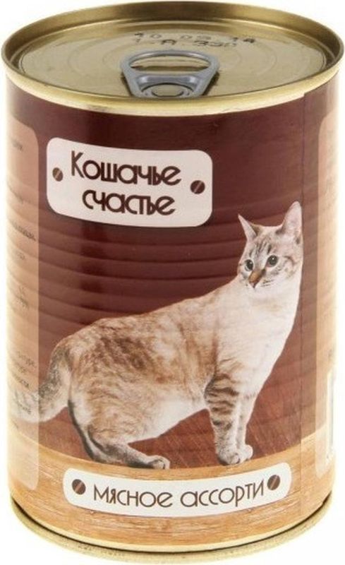 Кошачье счастье ж/б Корм д/кошек мясное ассорти 410 гр