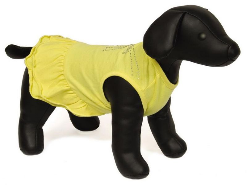Платье для собак жёлтое, хлопок 20 см