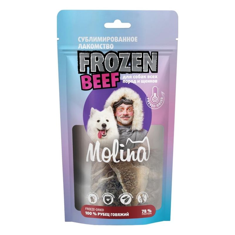 Frozen Beef, Сублимированное лакомство Рубец говяжий для собак всех пород и щенков 35 гр