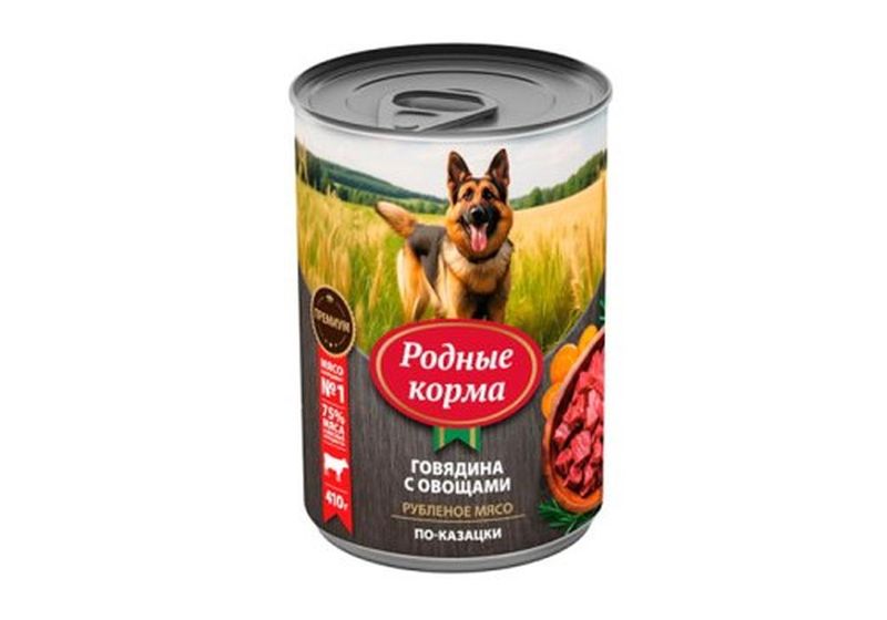 Консервированный корм для щенков "говядина с овощами по-казацки", банка 410 гр