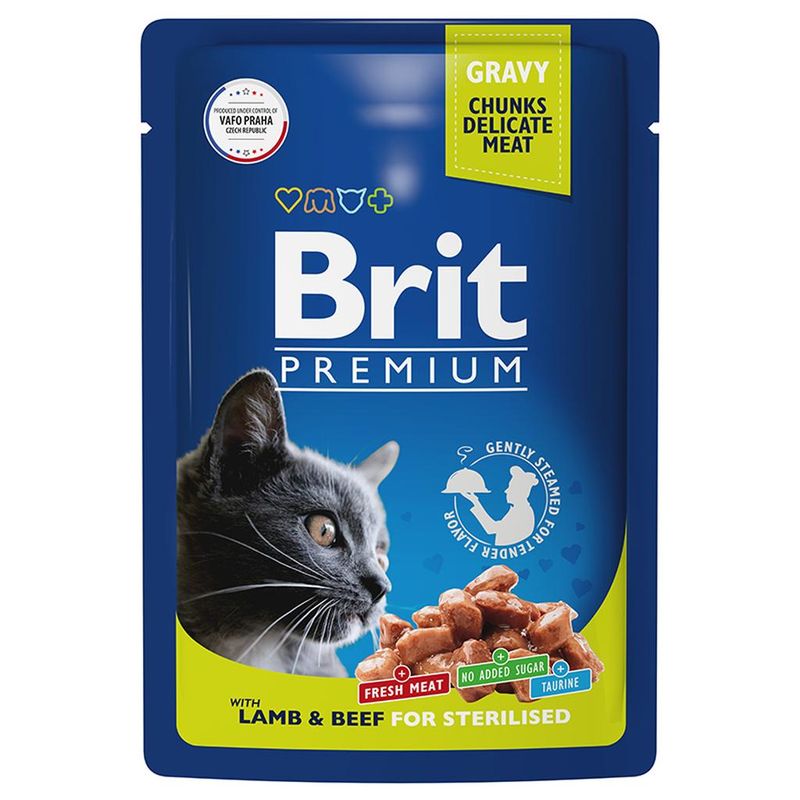 Brit Premium Cat Pouches Lamb and Beef for Sterilised 85 гр