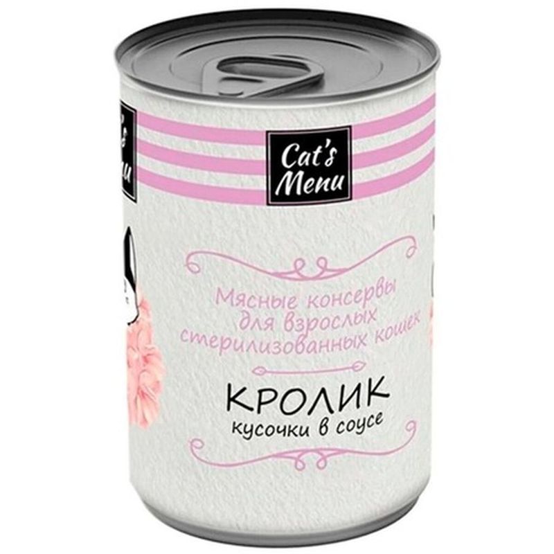 Cats Menu Корм консервированный д/стерилизованных кошек с кроликом кусочки в соусе 340 гр 1*12