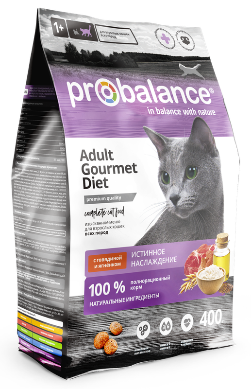 ProBalance Gourmet Diet Корм сухой д/кош. с говядиной и ягненком 400 г(16шт)