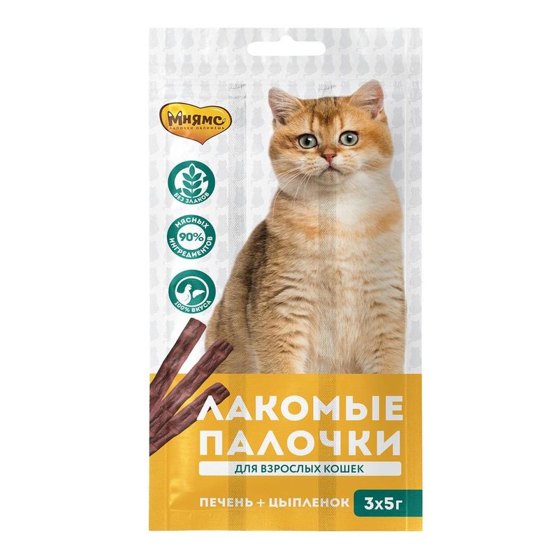 Лакомые палочки для кошек с Цыпленком и Печенью 50 гр (10 шт)