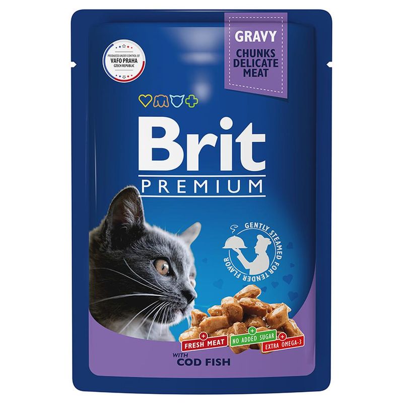 Brit Cat Premium Pouches with Cod Fish 85 гр