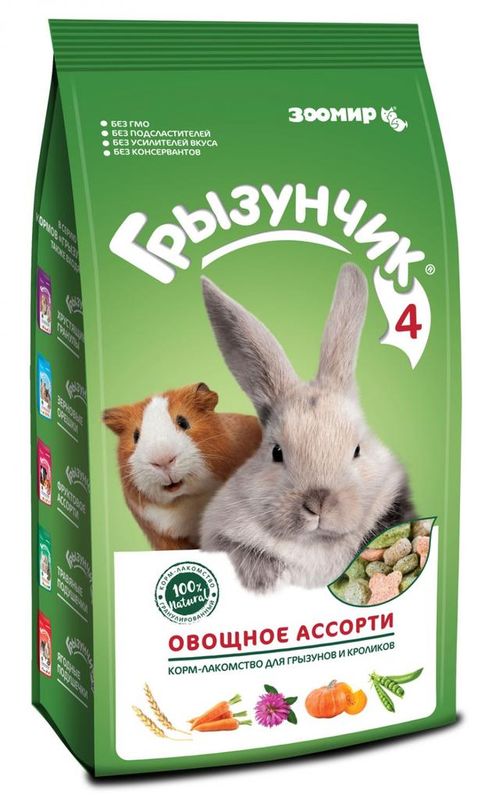 Грызунчик-4. Овощное ассорти, корм-лакомство для грызунов и кроликов 200 гр