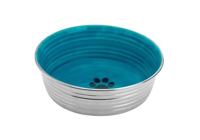 Миска  из нержавеющей стали с керамическим покрытием голубая 1,2 л