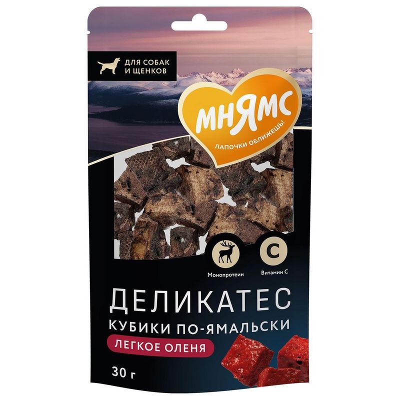 Деликатес «Кубики по-ямальски» из легкого северного оленя для собак 30 гр