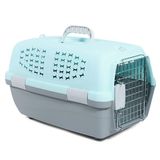 Переноска для животных c металлической дверцей "Косточки" мятная S 480*300*280 мм