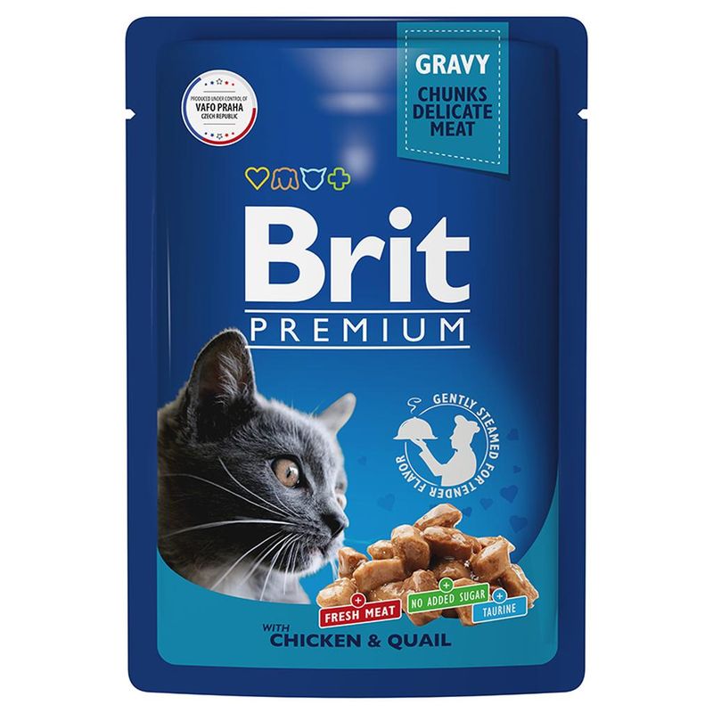 Brit Premium Cat Pouches Chicken & Quail 85 гр