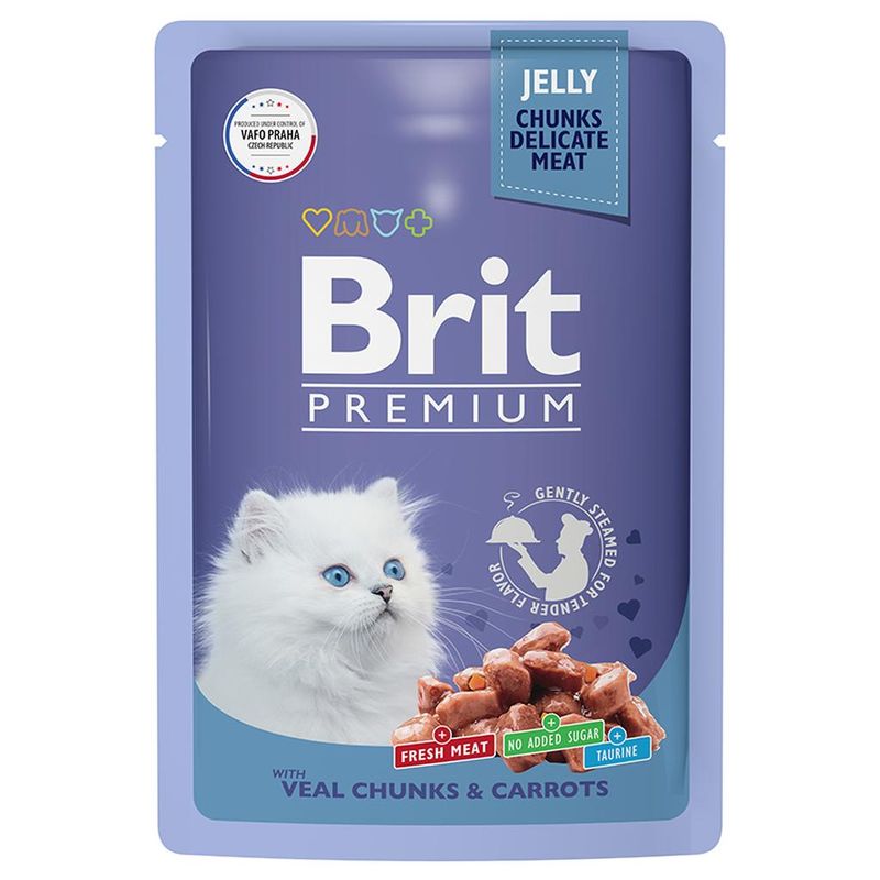 Brit Premium Cat Pouch with Veal and Carrot in Jelly for Kitten 85 гр