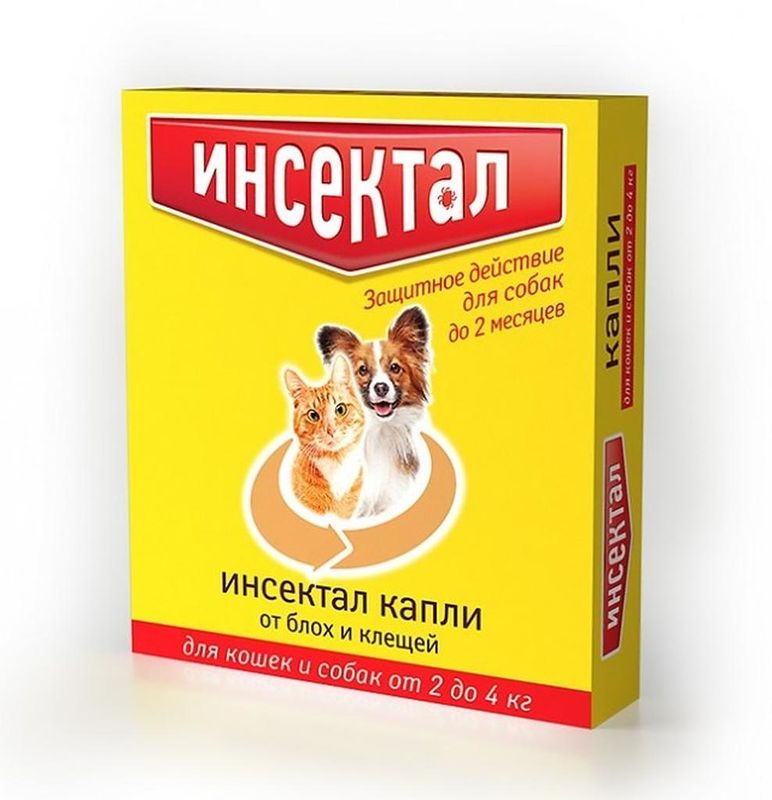 Инсектал Капли от клещей и блох д/кошек и собак 2-4 кг(60)