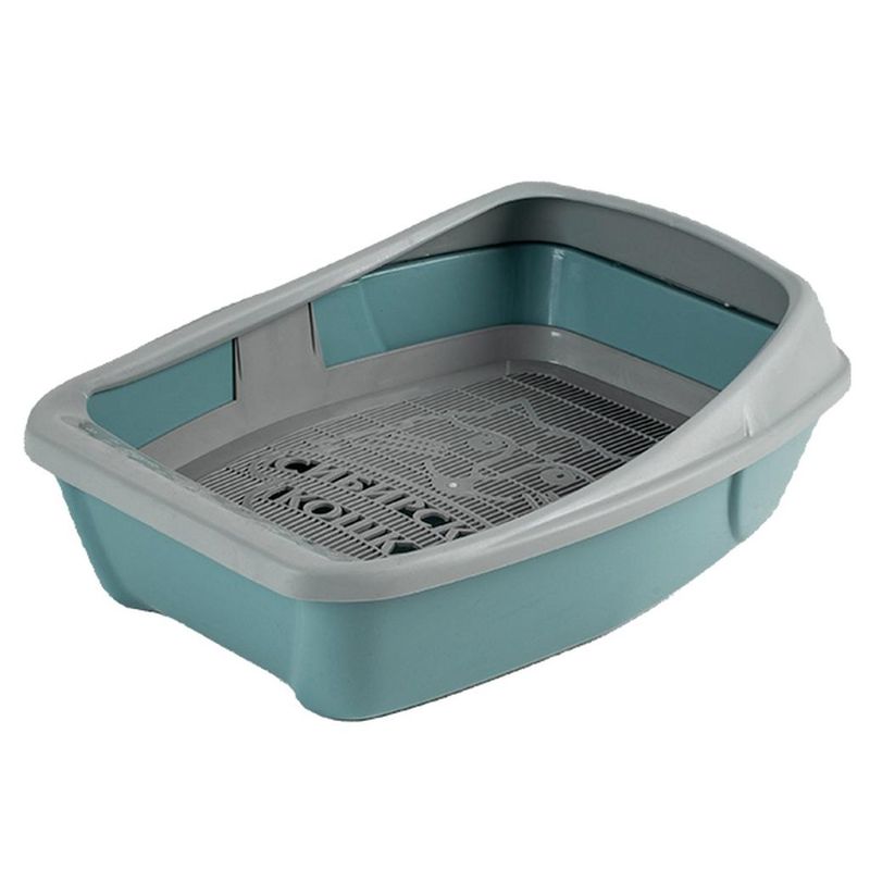 Туалет для кошек "ЕВРО" глубокий с сеткой и бортом графит