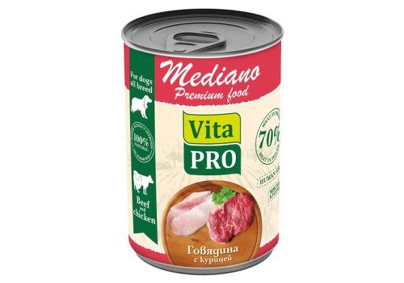 VITA PRO MEDIANO Консервы для собак в соусе говядина с курицей 400 гр