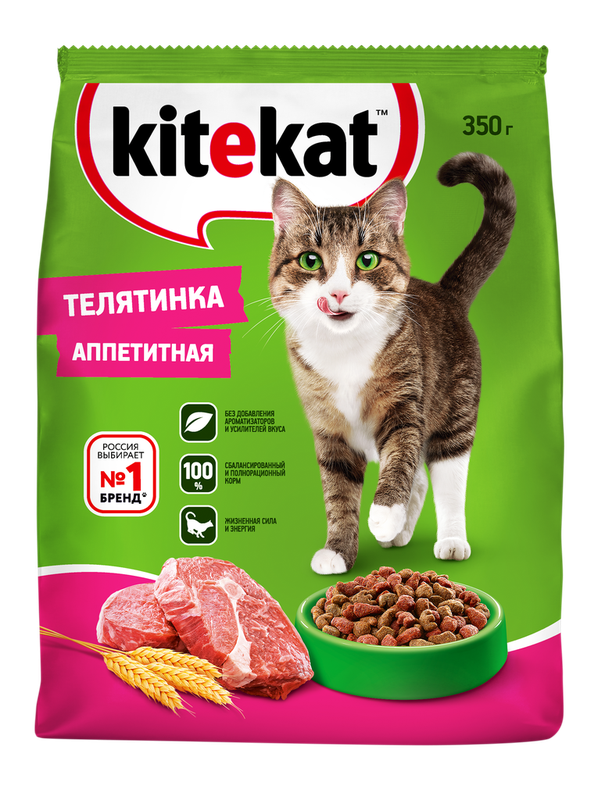 Kitekat Аппетитная телятина Cухой корм для кошек   0,35 кг