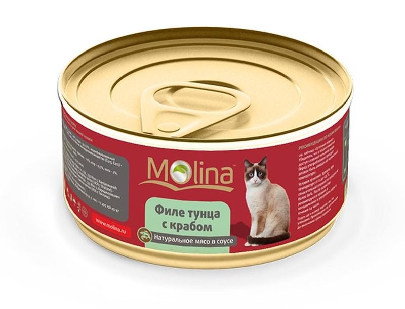 Консервы для кошек с филе тунца и крабом в соусе 80 гр