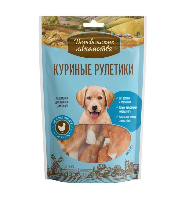 ДЛ Куриные рулетики д/щенков 100г (80уп)