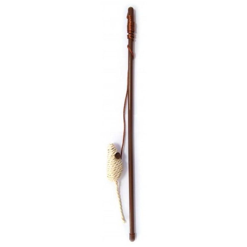Удочка-дразнилка "Бежевый мышонок" 45 см