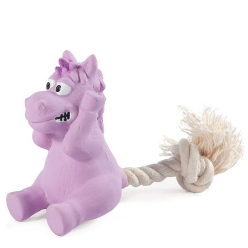 Игрушка для собак мелких пород из латекса "Лошадка с веревкой" 80/165 мм