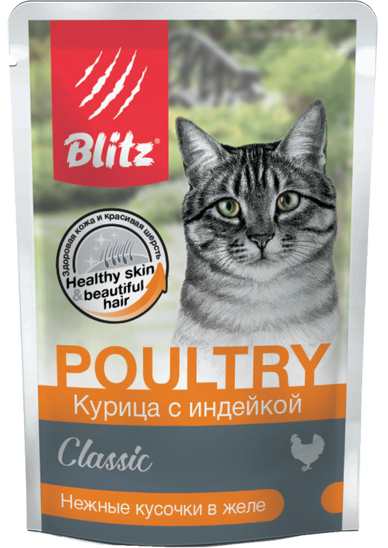 Blitz Classic Chicken & Turkey in Jelly Adult Cat 85 гр