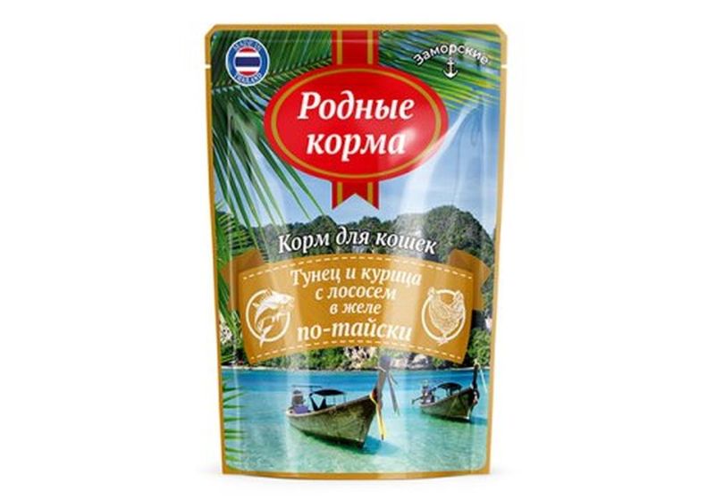 РК Заморские паучи д/кошек тунец и курица с лососем в желе по-тайски 70 гр 1*24