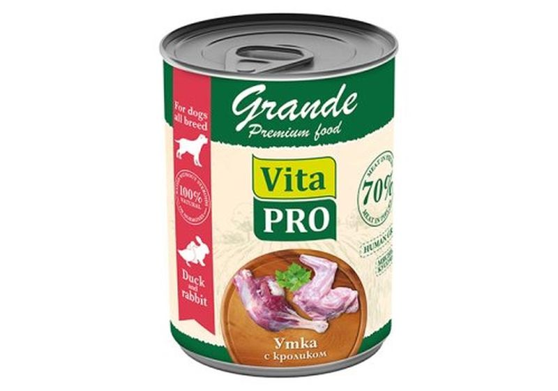 VITA PRO GRANDE Консервы д/собак в соусе утка с кроликом 970 гр