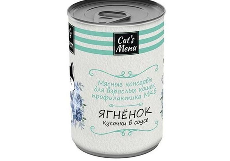 Cats Menu Корм консервированный д/взрослых кошек с ягненком кусочки в соусе МКБ 340 гр 1*12