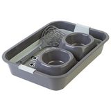 Набор "Для любимца" (туалет с сеткой, миска двойная, совок) графит