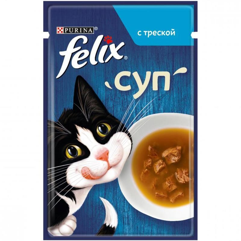 Суп для взрослых кошек с треской, пауч 48 гр