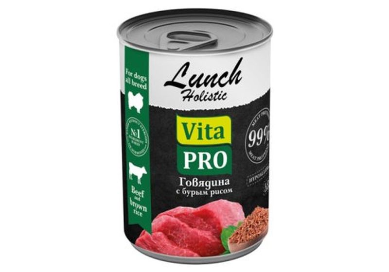 VITA PRO LUNCH Консервы для собак говядина с бурым рисом 400 гр