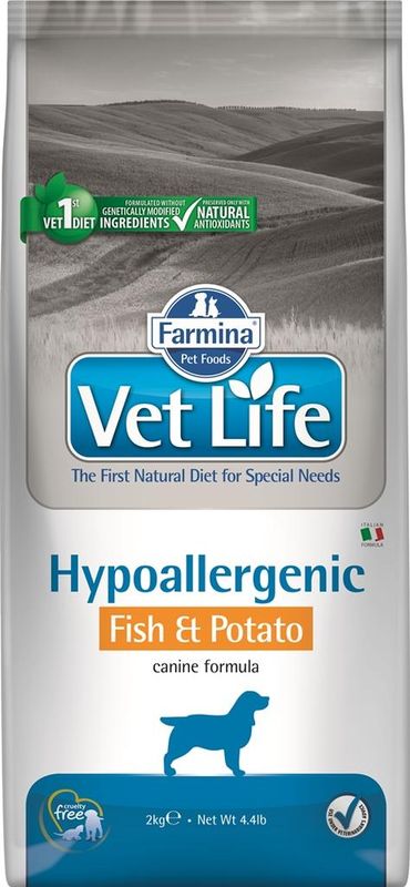 Фармина Vet Life Dog Hypoallergenic Fish & Potato диета д соб при пищевой аллергии 2кг