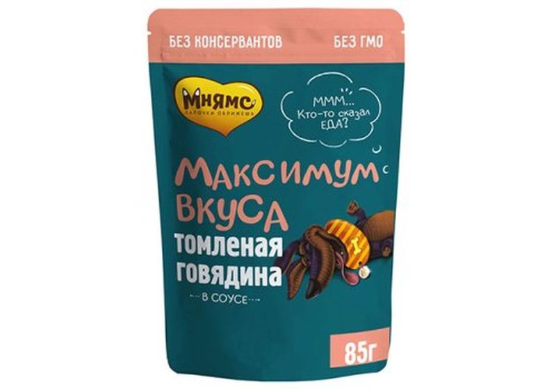 Лакомство Мнямс д собак Томленая говядина в соусе "Максимум вкуса" 85 г