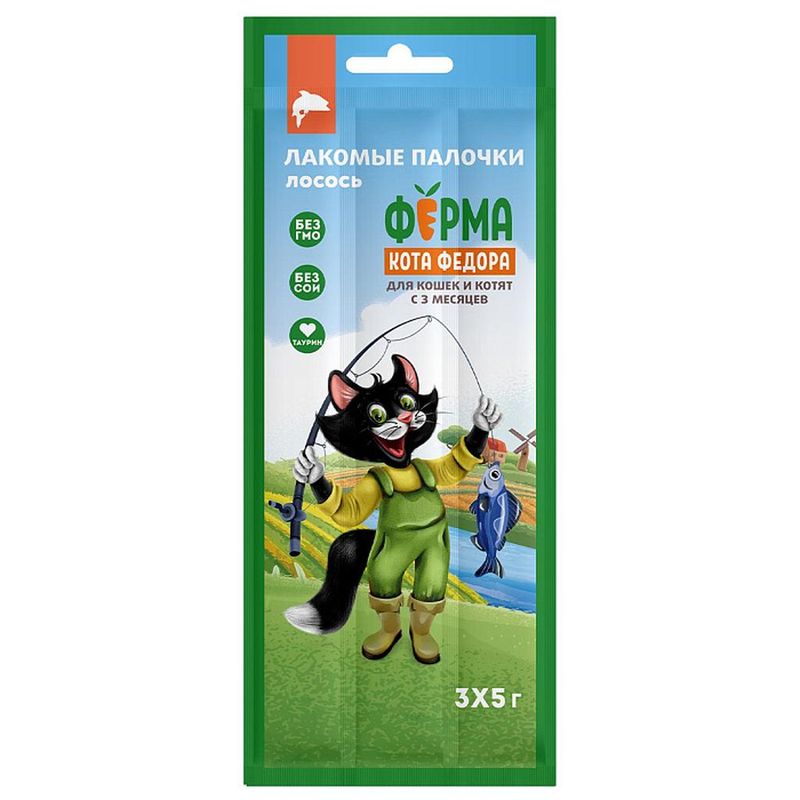 Ферма кота Лакомые палочки для кошек и котят из лосося 3*5 гр
