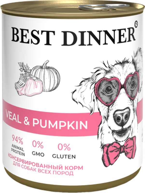 Консервированный корм для собак и щенков с телятиной и тыквой 850 гр