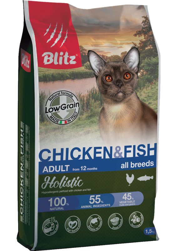 Blitz Holistic Chicken & Fish Cat All Breeds (Low Grain) 400 гр