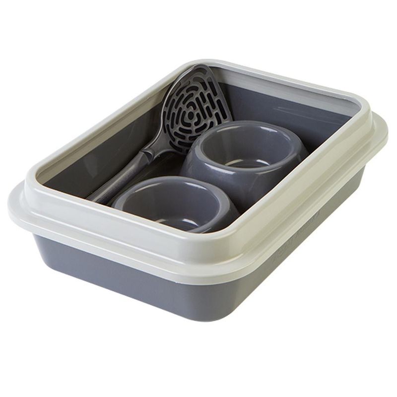 Набор "Для Питомца" (туалет с бортиком, совок, миска двойная) телегрей