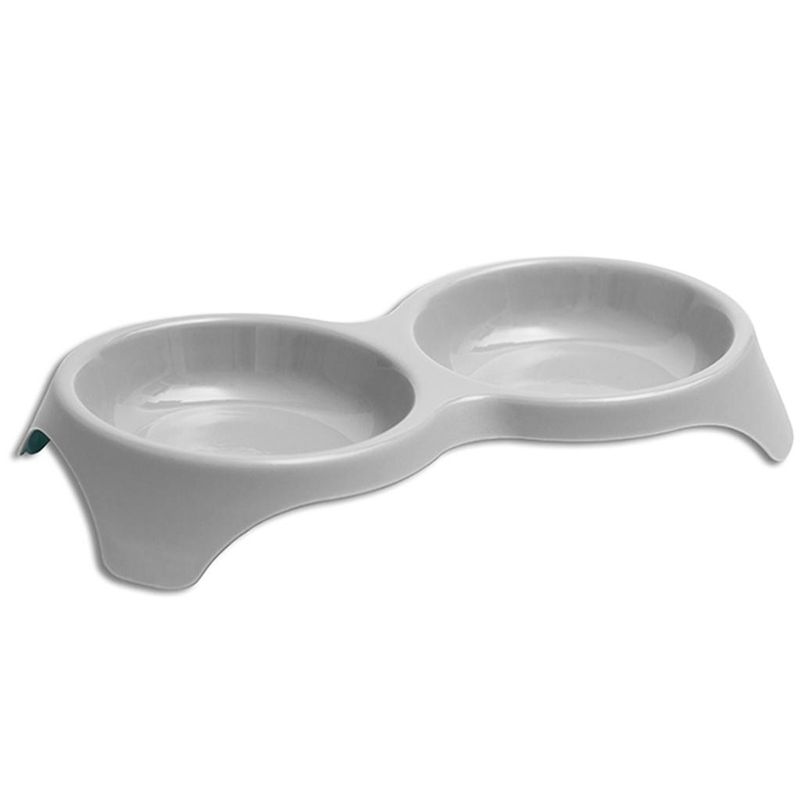 Миска для кошек "МЯУС" двойная 2*200 мл пепельный