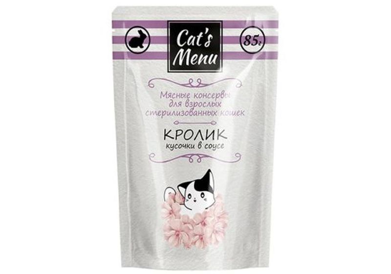 Корм консервированный д/стерилизованных кошек с кроликом кусочки в соусе 85 гр