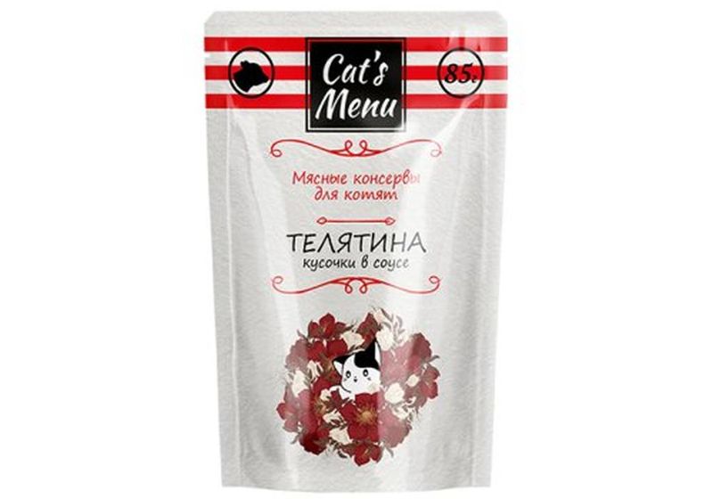Корм консервированный д/котят с телятиной кусочки в соусе 85 гр