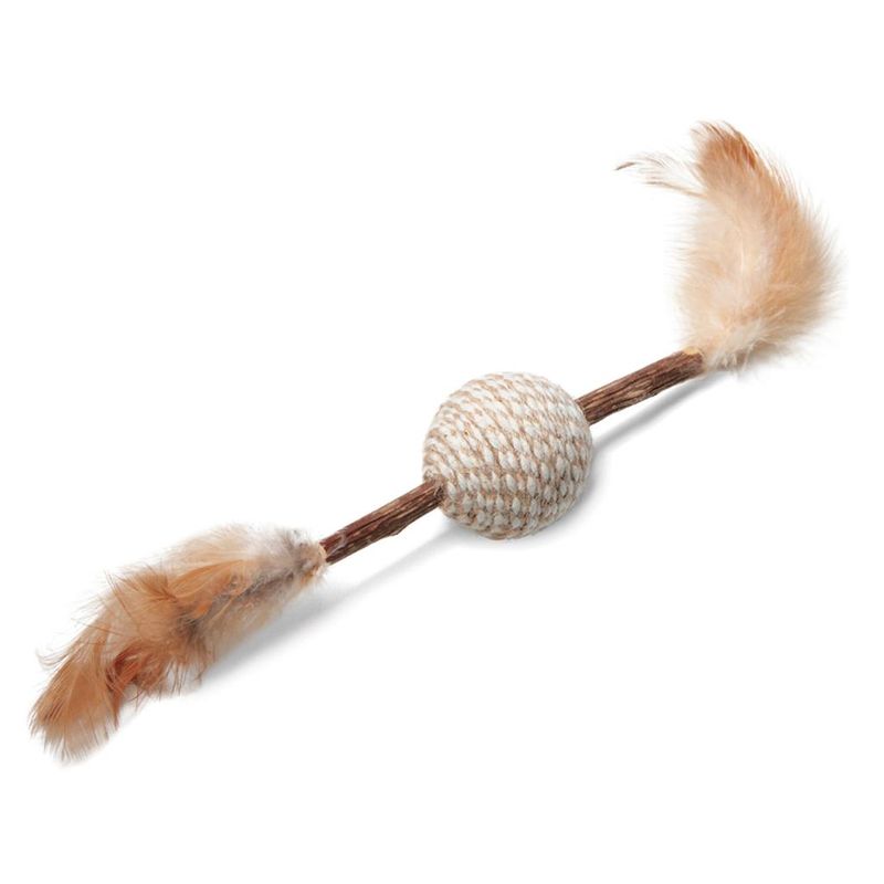 Игрушка для кошек из мататаби "Мячик с перьями" d40/220 мм