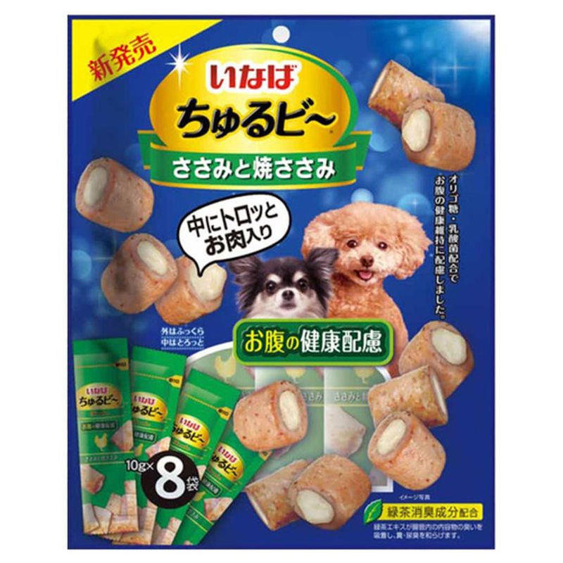Churu Bee, Лакомство Трубочки для собак для поддержания здоровья ЖКТ с куриным филе 8 х 10 гр