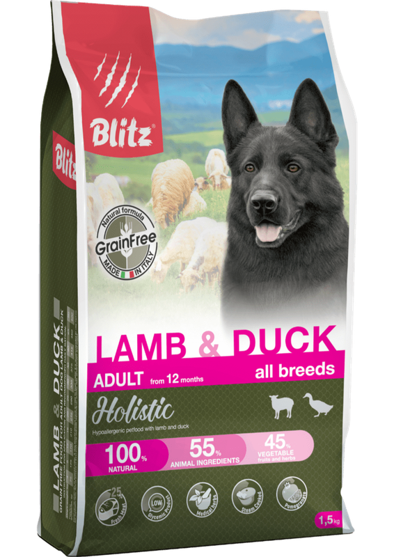 Blitz Holistic Lamb & Duck Adult Dog All Breeds (Grain Free) 1,5 кг