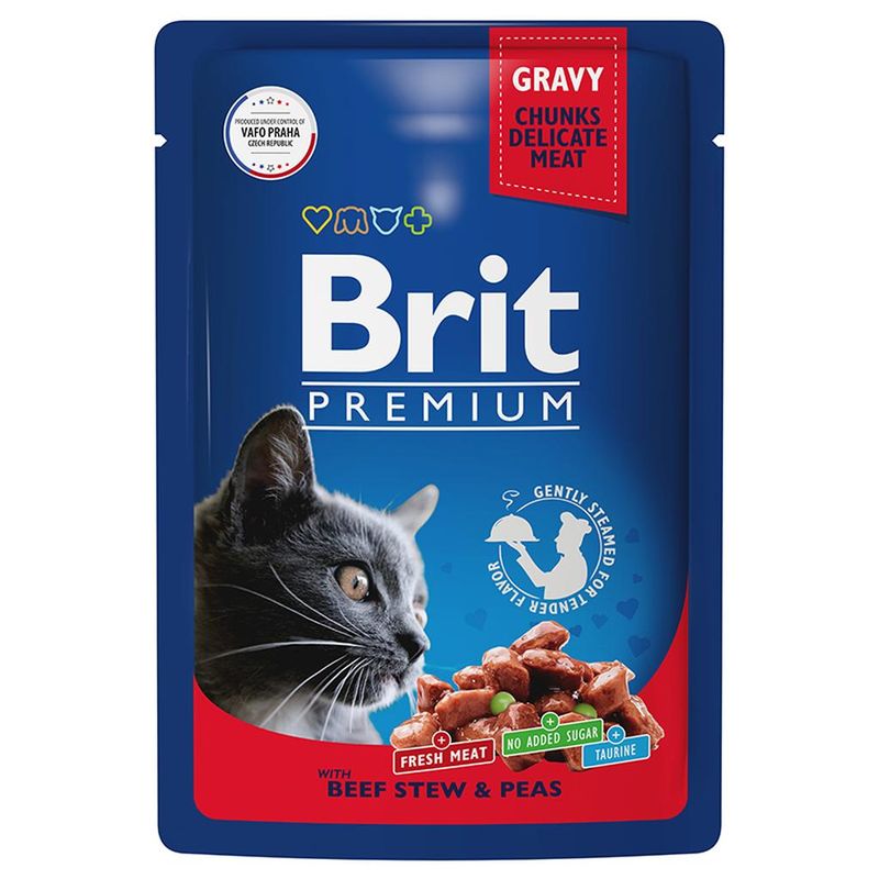 Brit Premium Cat Pouches with Beef Stew & Peas 85 гр