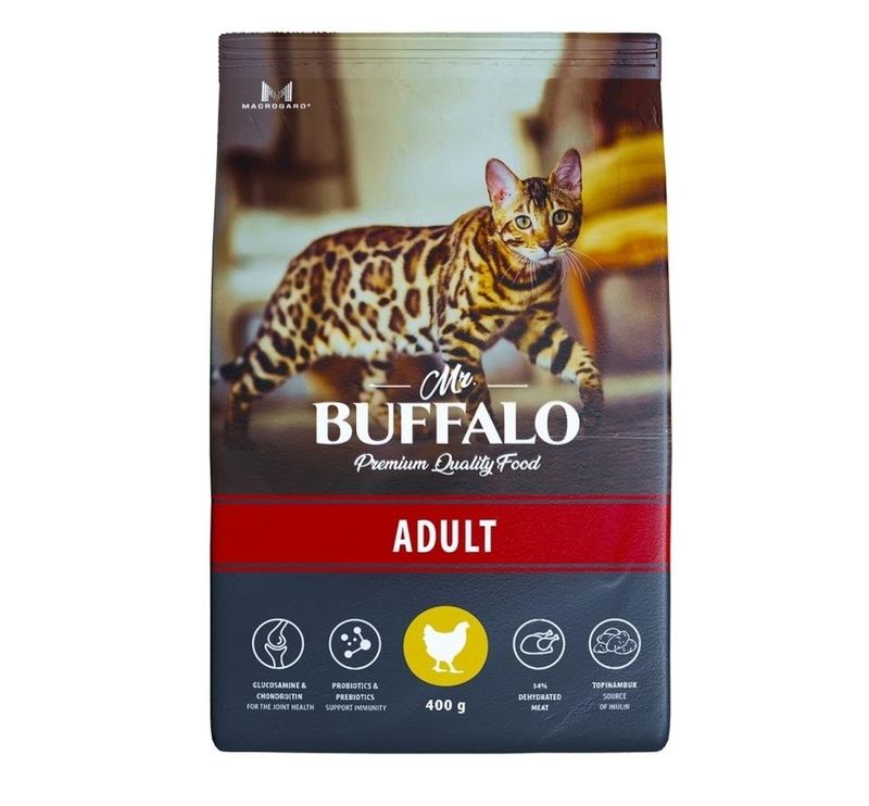 Mr.Buffalo ADULT Сухой корм д/кошек (курица) 0,4 кг(25)