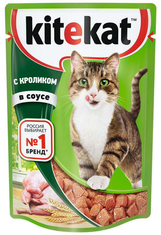 Kitekat Сочные кусочки  в соусе, пауч 85 (28) гр кролик