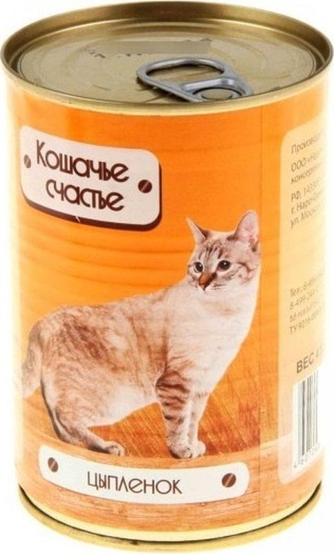 Кошачье счастье ж/б Корм д/кошек цыпленок 410 гр