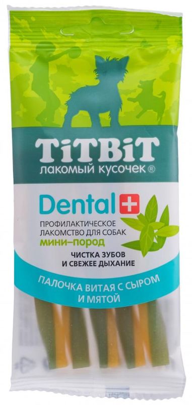 Dental+, Палочка витая с сыром для собак мини-пород 30 гр